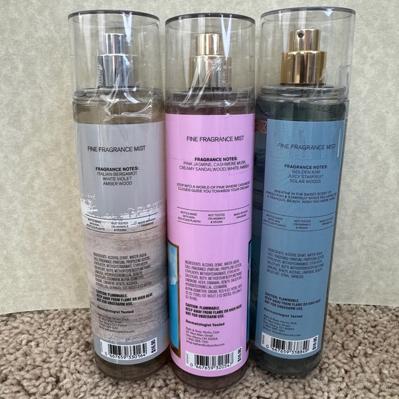 Bath & Body Works Fragrance Mist Trio Sunwashed Santal, Pink Cashmere, Thailand - Picture 2 of 5
